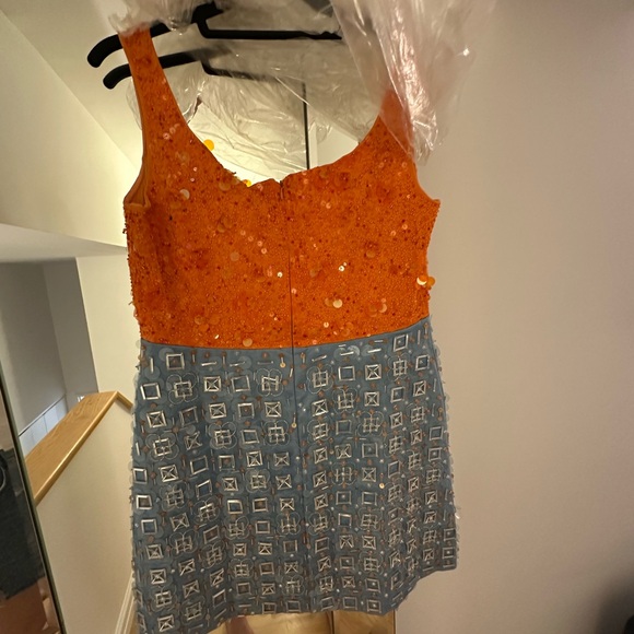Des Phemmes Orange and Blue Sequin Mini Dress NWT - Picture 3 of 8